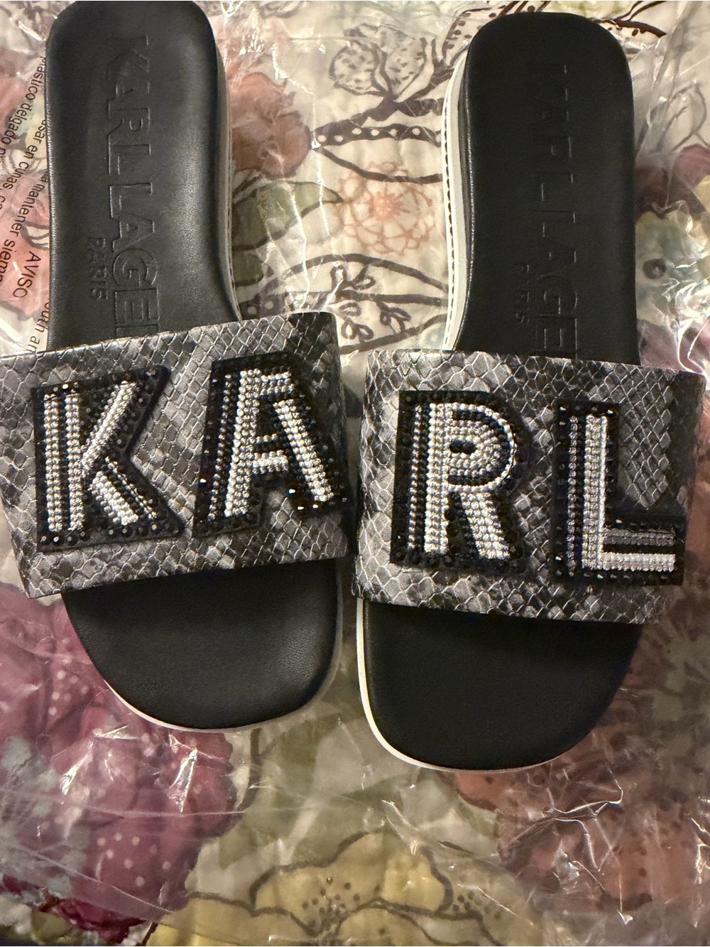 Nordstrom Silver Embellished Slide Sandals